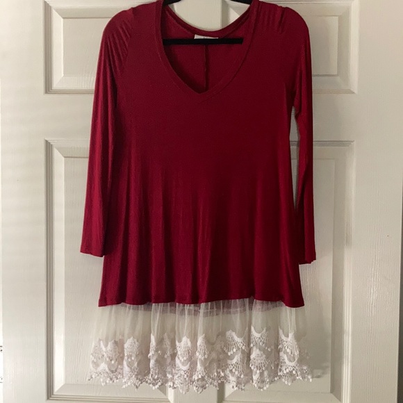 million bullpup Tops - Maroon Top with Lace